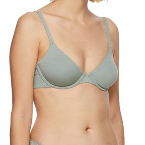 SKIMS Green Cotton Unlined Underwire Bra